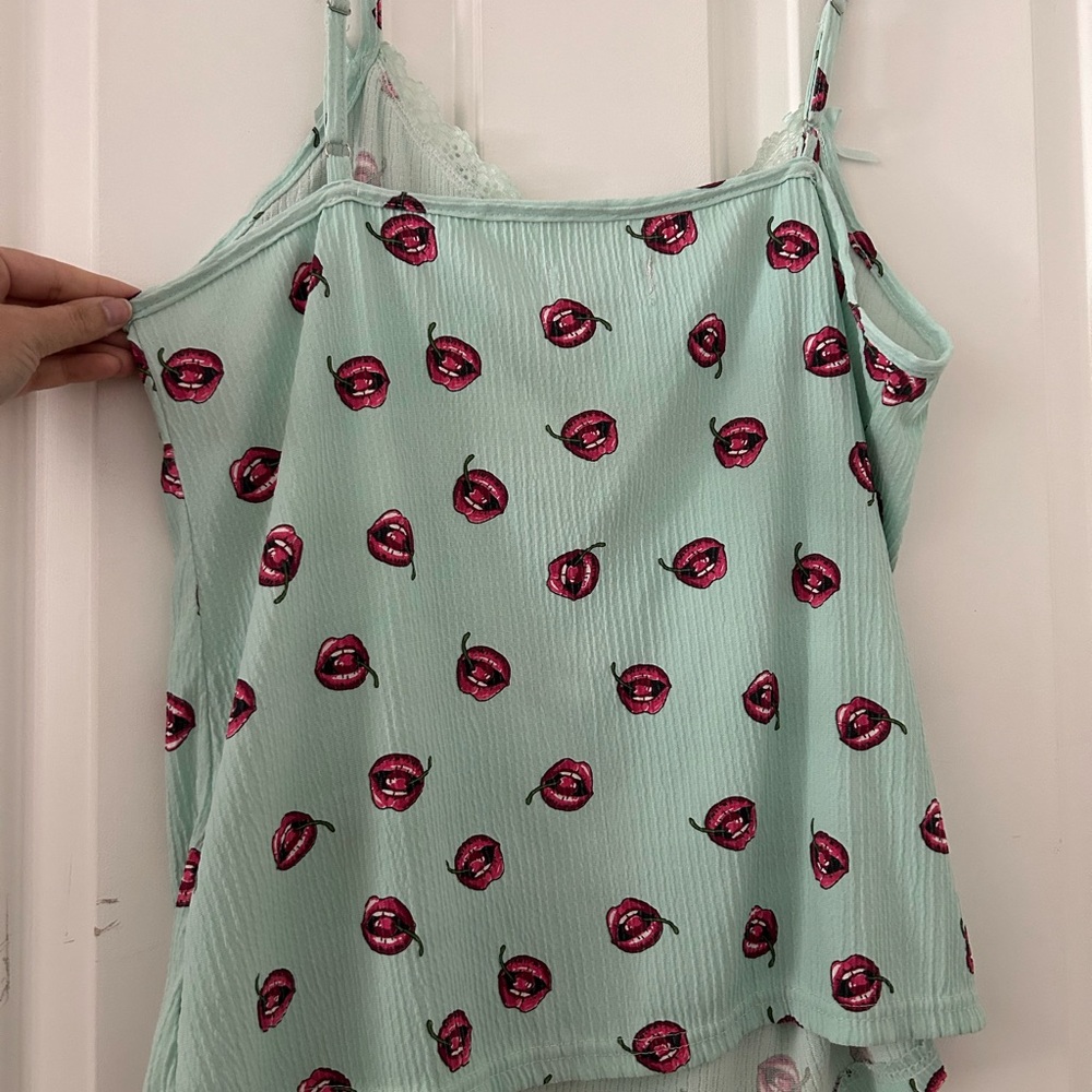 Mint Green Cherry Lips Camisole Top - Picture 3 of 5